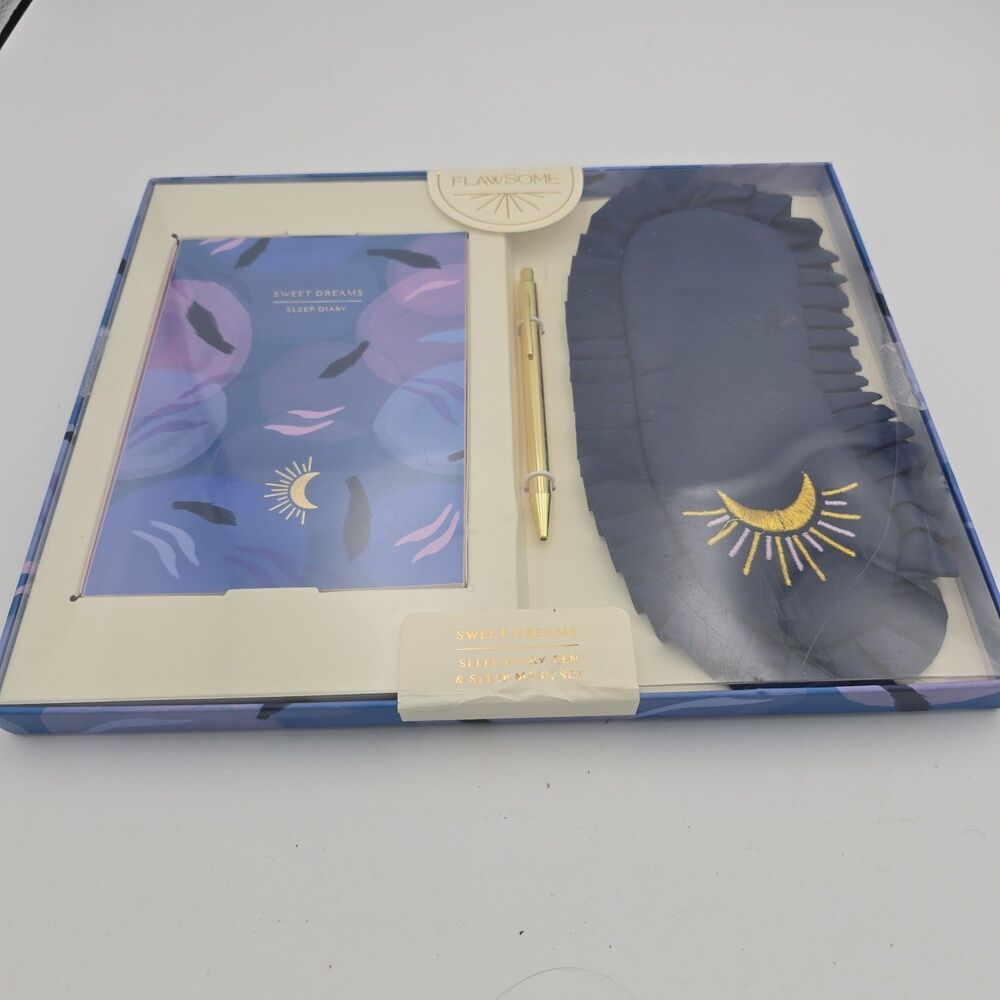 NEW Flawsome Sweet Dreams Sleep Diary Pen & Sleep Mask Gift Set Sealed